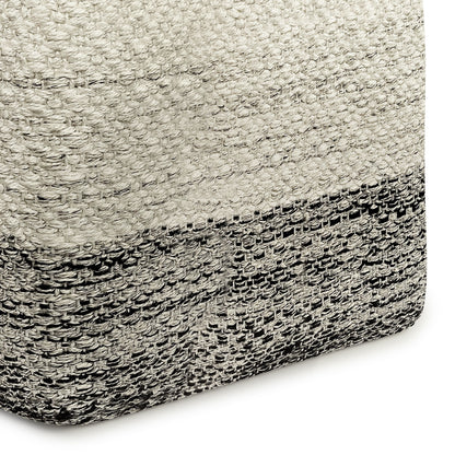 Macie - Square Woven Outdoor / Indoor Pouf - Gray / White