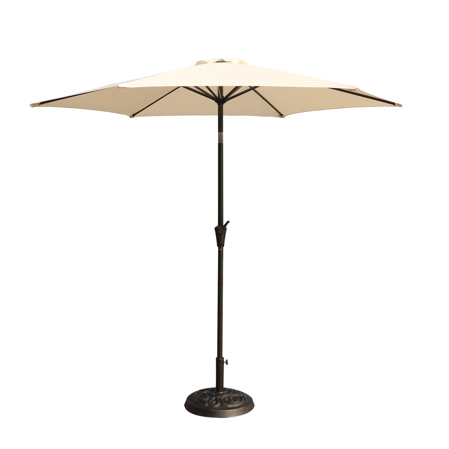 8.8' Outdoor Aluminum Patio Umbrella, Market Umbrella With 33 Pounds Round Resin Umbrella Base Lift