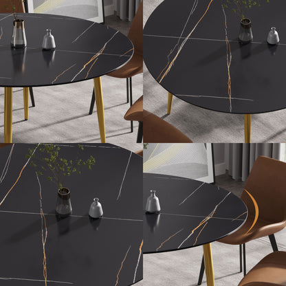 Modern Man-Made Stone Round Dining Table-Position For 6 People