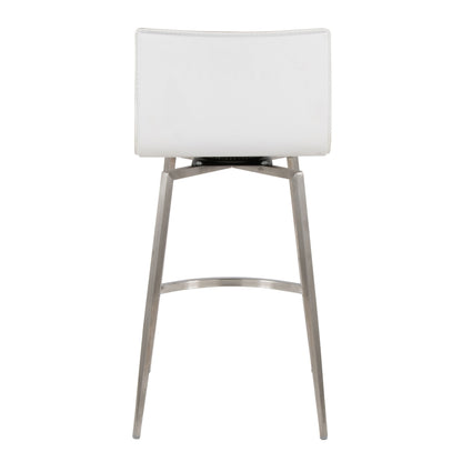 Mara - Upholstered Contemporary Fixed Height Counter Stool With Swivel (Set of 2) - White