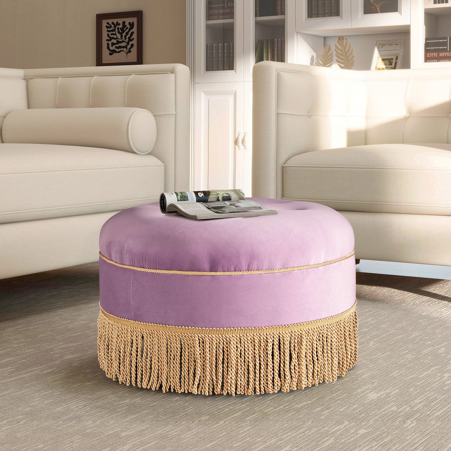 Yolanda - Round Upholstered Accent Ottoman