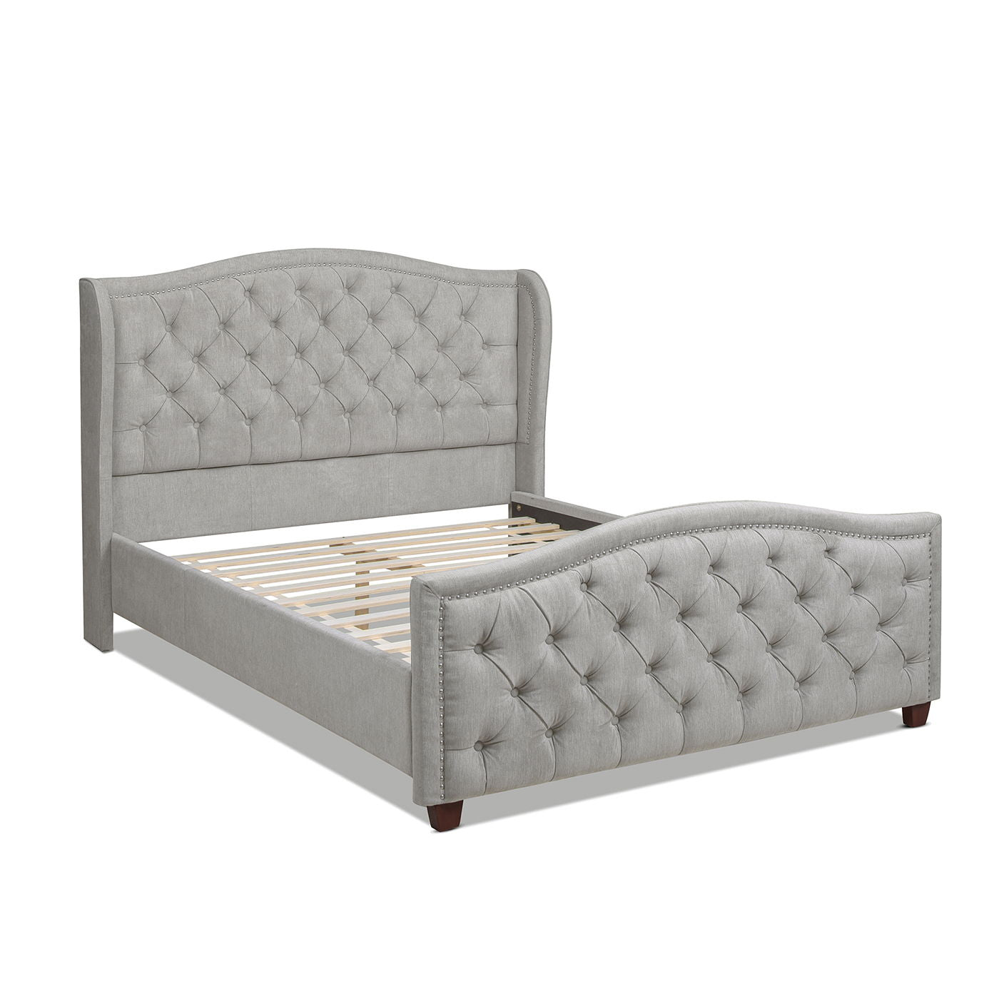 Fontana - Handcrafted Wingback Upholstered Platform Bed Frame