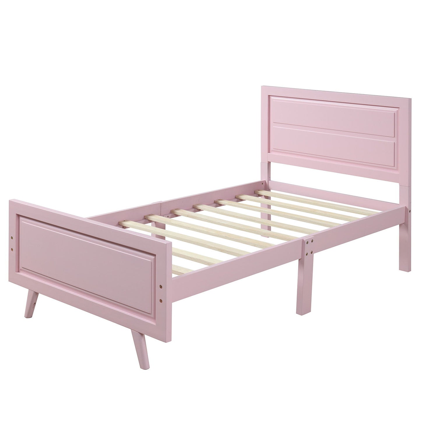 Twin Platform Bed Frame Mattress Foundation With Headboard And Wood Slat Support