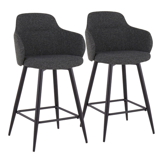 Boyne - Industrial Fixed Height Counter Stool With Square Footrest (Set of 2) - Black / Dark Gray