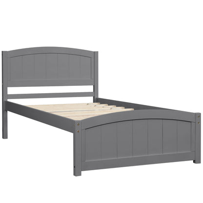 Platform Bed With Headboard, Footboard And Wood Slat Support - Wood