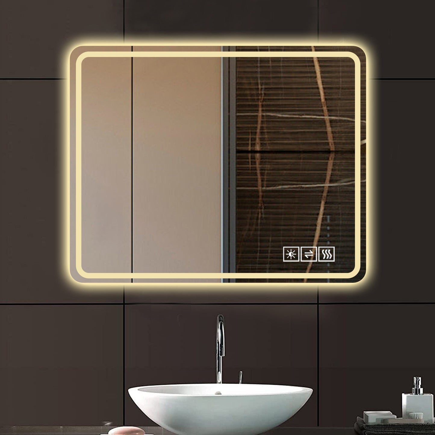 LED Bathroom Mirror Vanity Mirrors With Front Lights Wall Mounted Anti-Fog Frameless Make Up Mirror With Light Copper-Free Mirror Horizontal Or Vertical