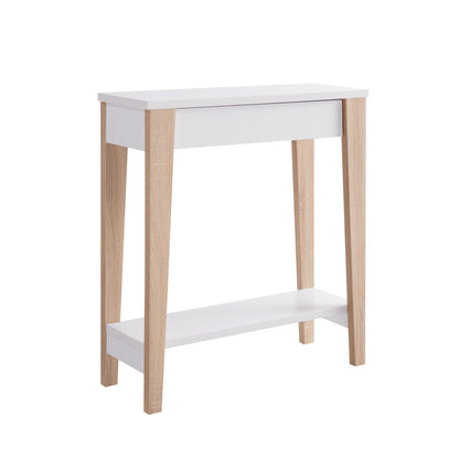 Modern Two Toned Console With Two Shelves - White / Tan