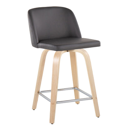 Toriano - Contemporary Fixed Height Counter Stool With Swivel With Square Footrest (Set of 2)