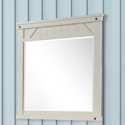 Industrial Farmhouse Mirror - White