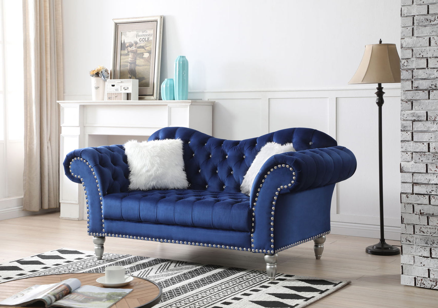 Elegant Round Arm Loveseat