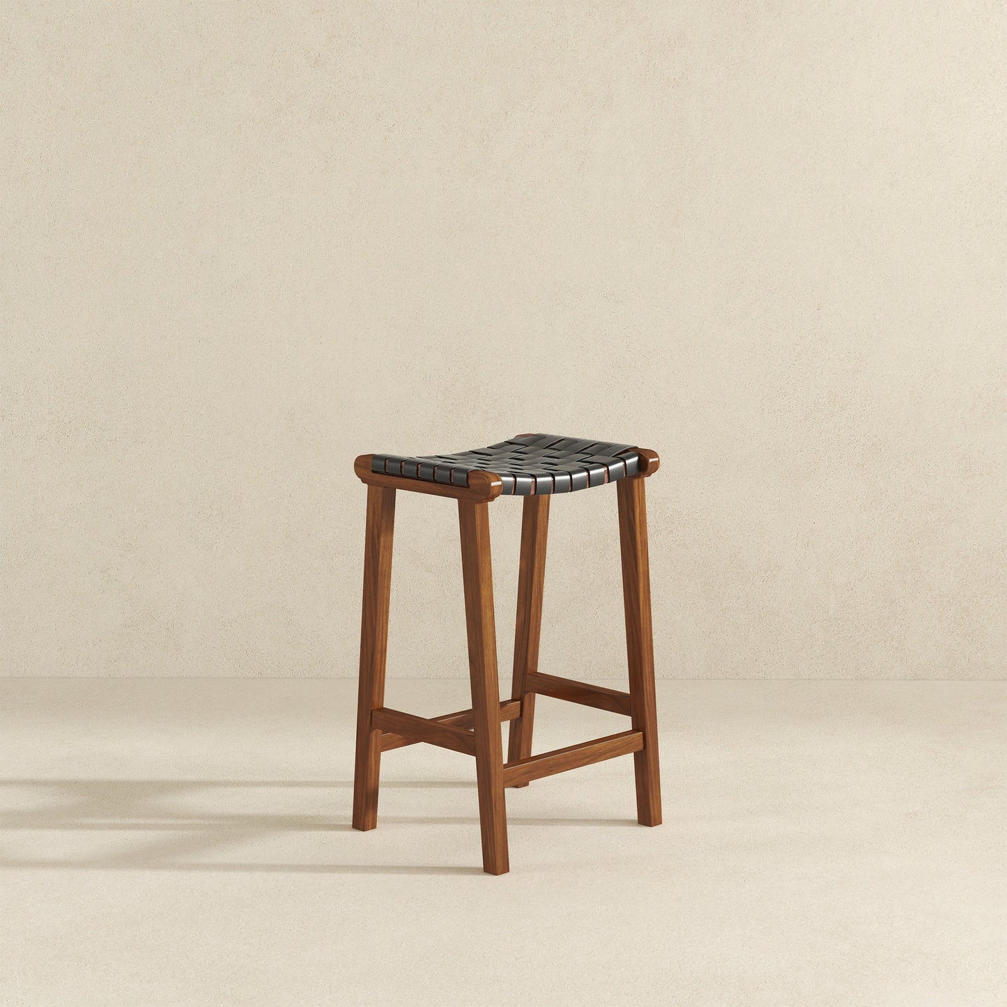 James - Mid-Century Modern Genuine Leather Counter Stool