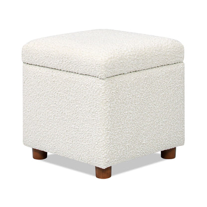 Upholstered Storage Ottoman - Ivory White