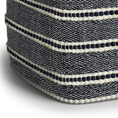 Corrie - Square Woven Outdoor / Indoor Pouf - Navy / White