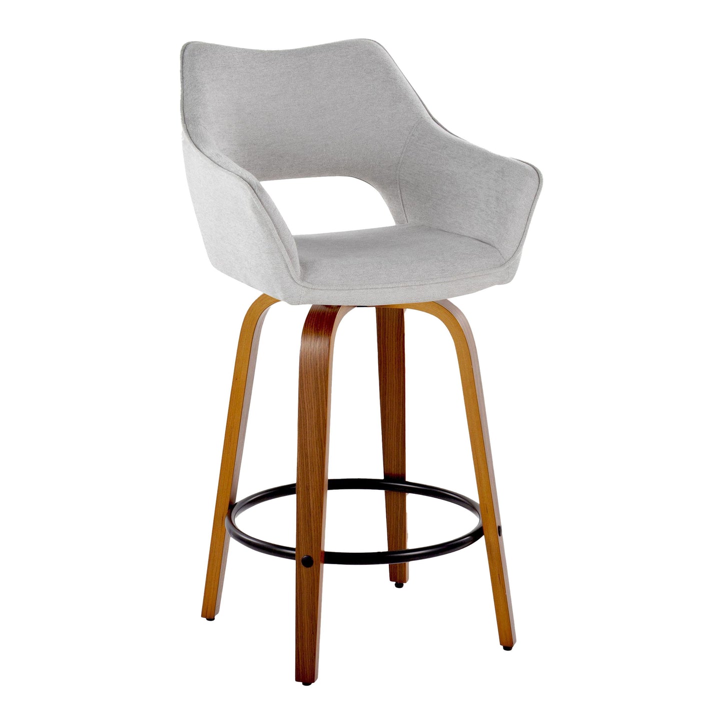 Mustang - Contemporary Fixed Height Counter Stool With Swivel With Round Footrest (Set of 2)