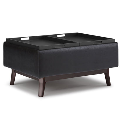 Owen - Tray Top Small Coffee Table Upholstered Storage Ottoman