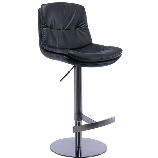 Swivel Bar Stool, Black Titanium Stainless Steel Base And Footrest, Grade, Faux Leather Bar Chair With Backrest