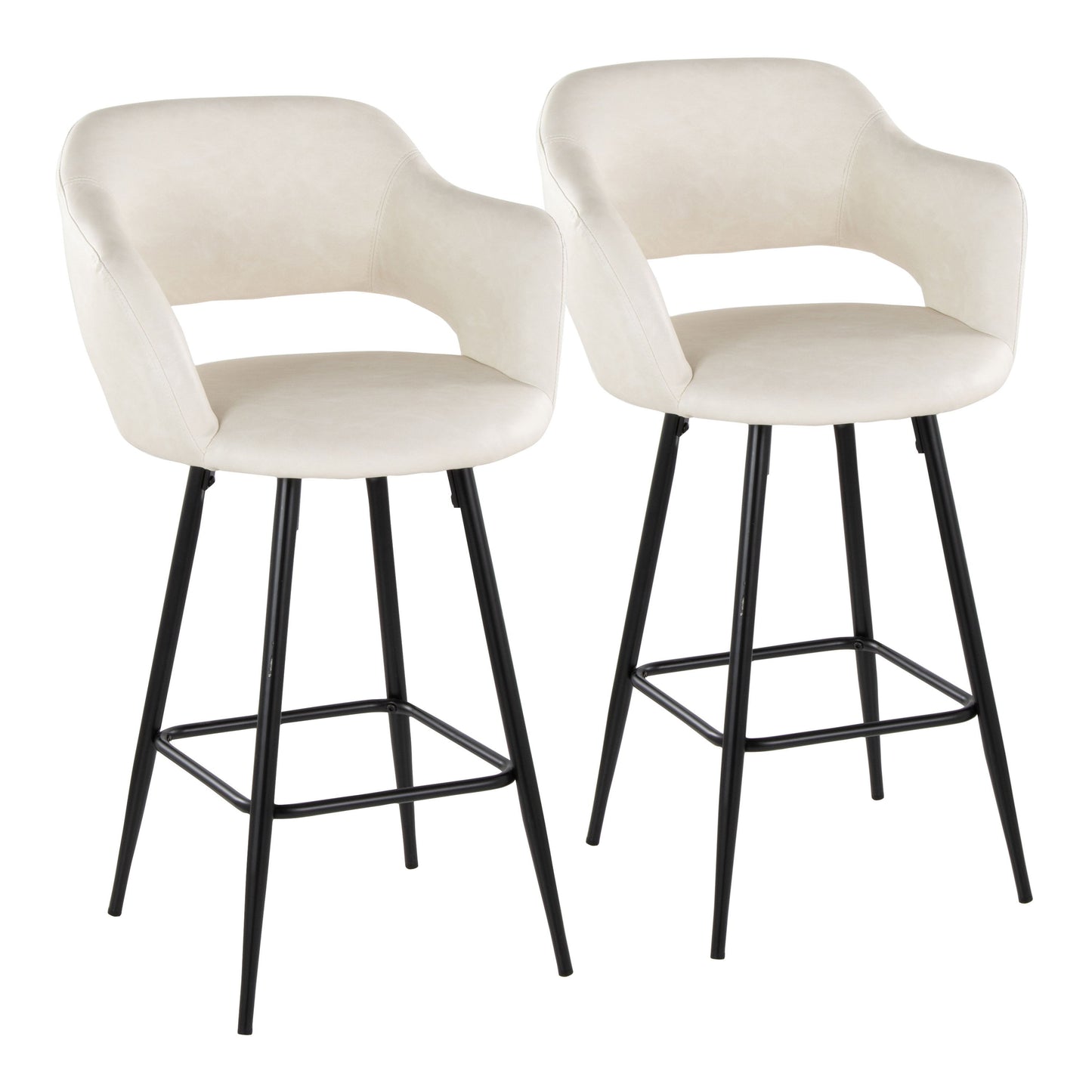 Margarite - Contemporary Fixed Height Counter Stool With Square Footrest (Set of 2)