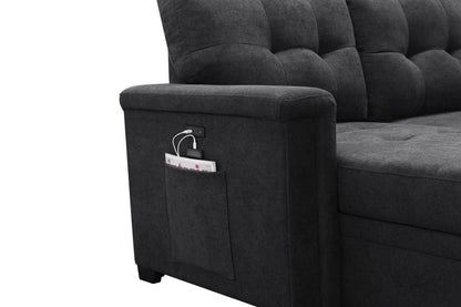 Ashlyn - Sleeper Sectional Sofa Chaise With USB Charger And Tablet Pocket - Dark Gray