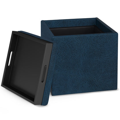 Rockwood - Upholstered Cube Storage Ottoman With Tray