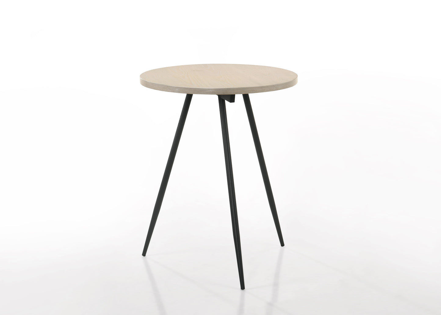 Neroli - Contemporary Round Side Table With Black Metal Base - Oak White