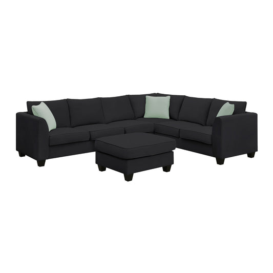 Sectional Sofa Couches Living Room Sets, 7 Seats Modular Sectional Sofa With Ottoman, L Shape Fabric Sofa Corner Couch Set With 3 Pillows