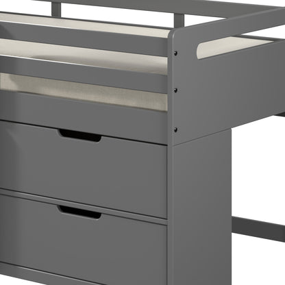 Fabiana - Twin Loft Bed With Storage - Gray