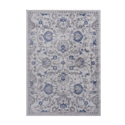 Oriental Non-Shedding Living Room Bedroom Dining Home Office Stylish And Stain Resistant Area Rug - Blue / Silver