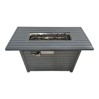 Outdoor Fire Pit Table With Lid, Durable Construction - Gray