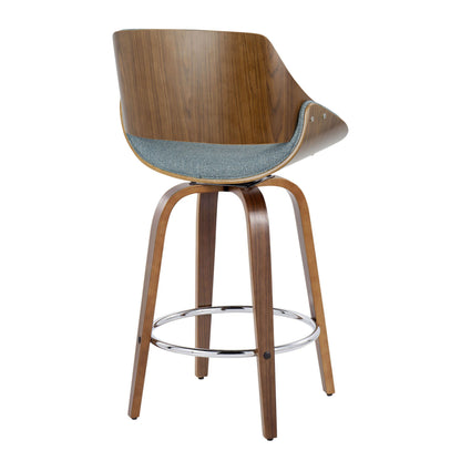 Fabrizzi - Mid Century Modern Fixed Height Counter Stool With Swivel With Round Footrest (Set of 2)