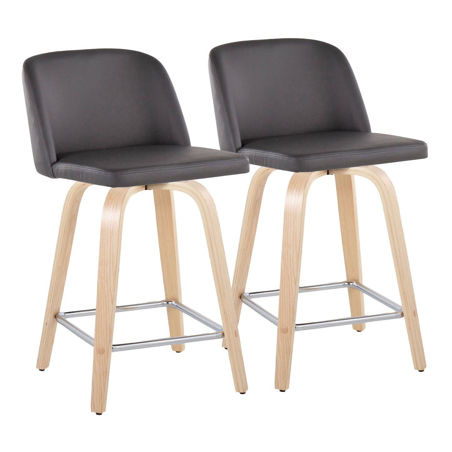 Toriano - Contemporary Fixed Height Counter Stool With Swivel With Square Footrest (Set of 2)