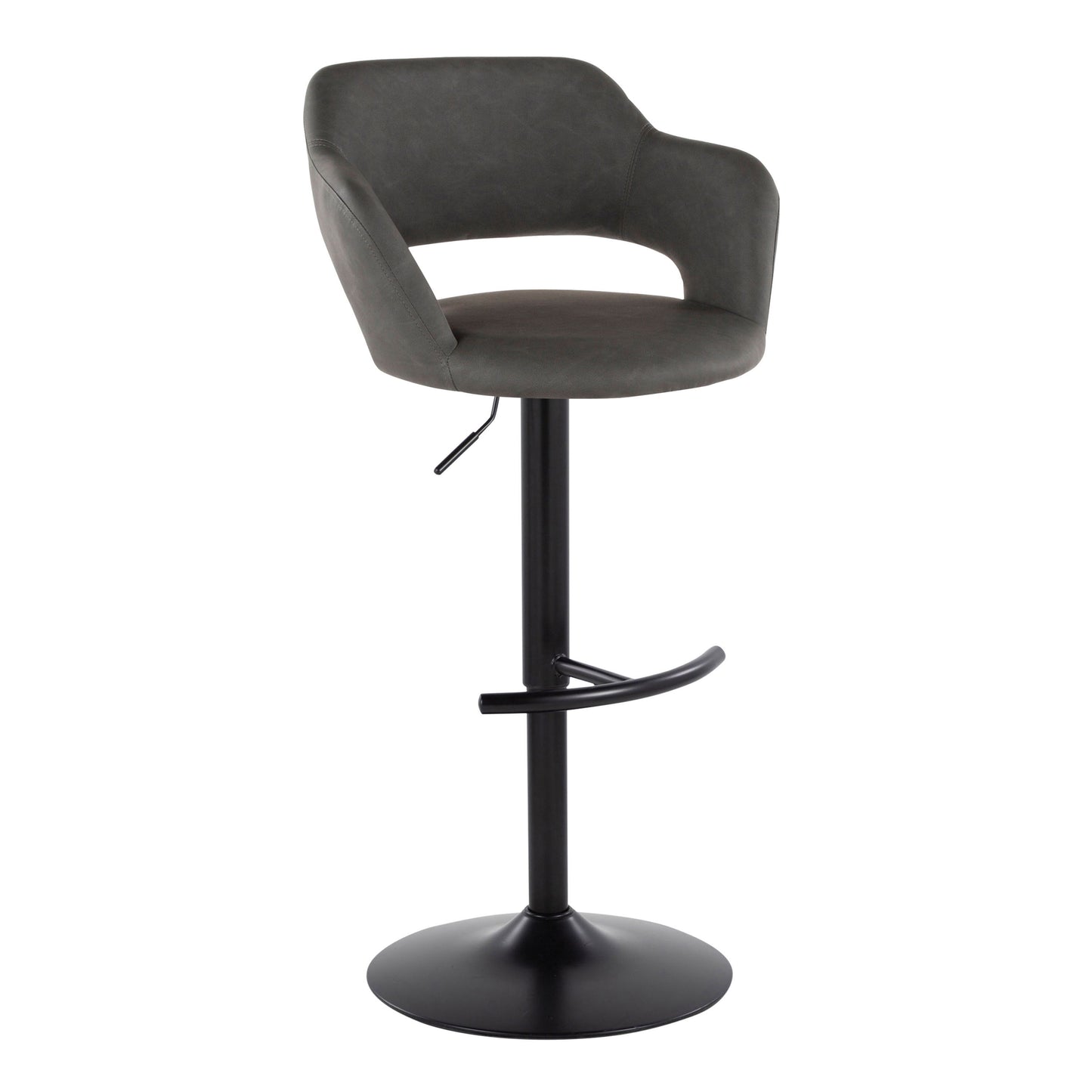 Margarite - Contemporary Adjustable Barstool With Swivel With Rounded T Footrest (Set of 2)