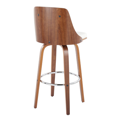 Gianna - Mid Century Modern Fixed Height Barstool With Swivel With Round Footrest (Set of 2)