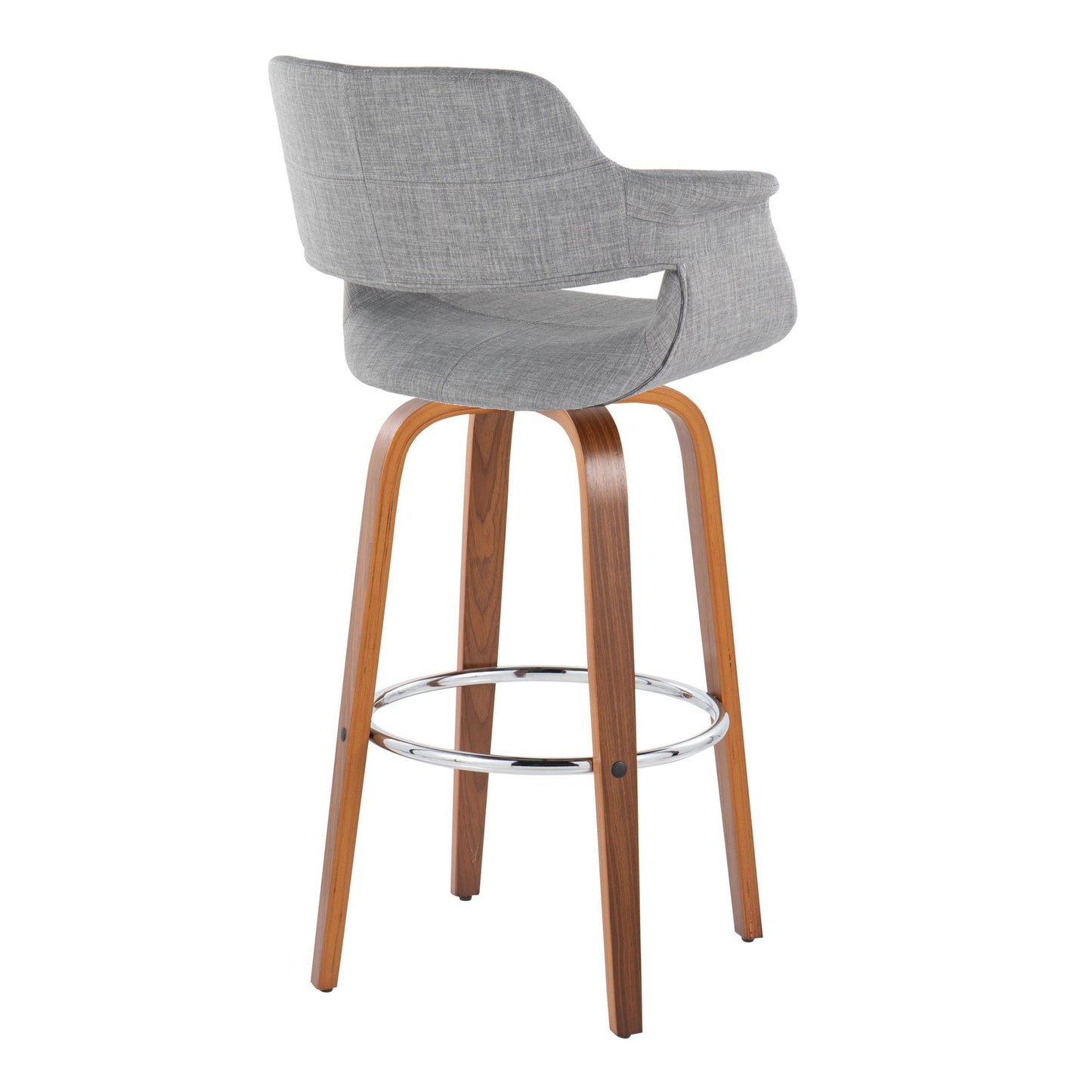 Vintage Flair - Mid Century Modern Fixed Height Barstool With Swivel & Round Footrest (Set of 2)