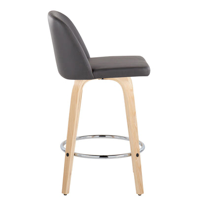 Toriano - Contemporary Fixed-Height Counter Stool With Swivel And Round Footrest (Set of 2)