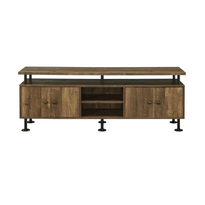 Ensata II - TV Stand - Rustic Oak / Black