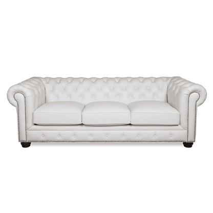 Traditional Tufted Leather Chesterfield Nailhead Sofa