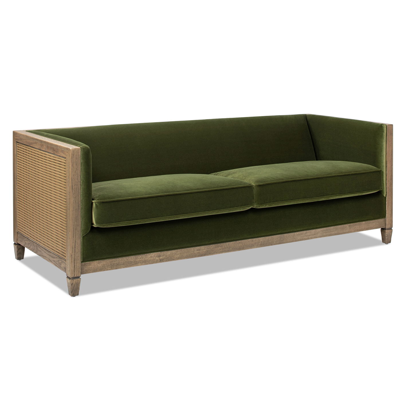 Georgia - Cane Tuxedo Sofa - Olive Green