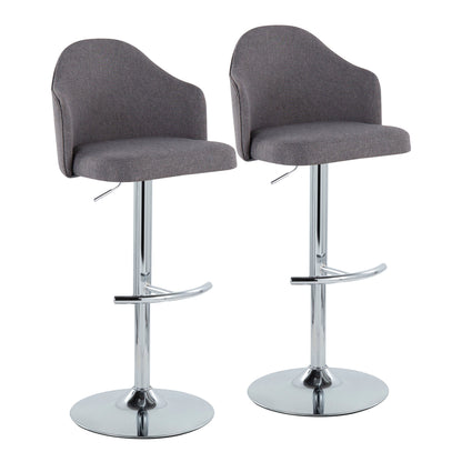 Ahoy - Contemporary Adjustable Barstool With Swivel With Rounded T Footrest (Set of 2)