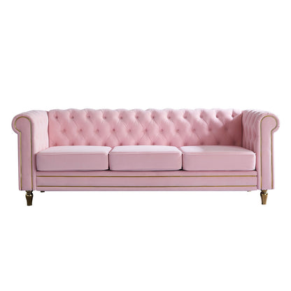 Chesterfield - Velvet Sofa 84.65" For Living Room