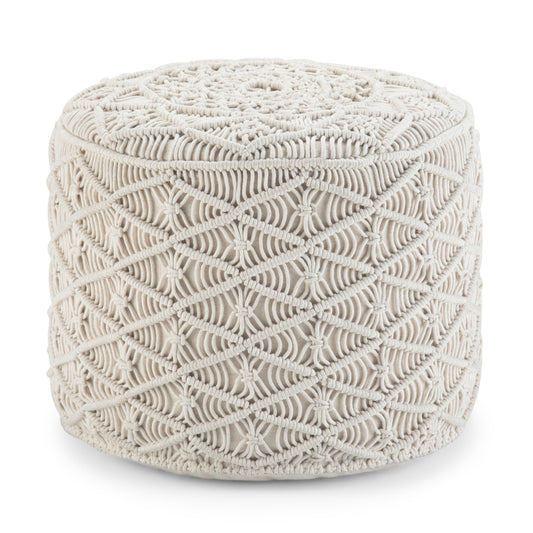 Coates - Round Macrame Pouf - Natural