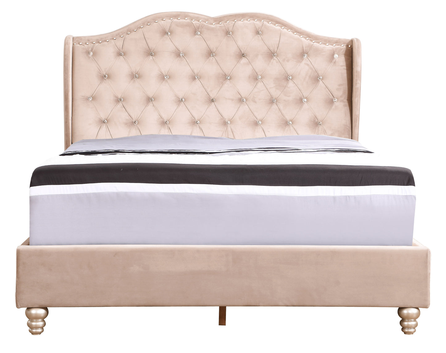 Upholstered Velvet Bed Transitional