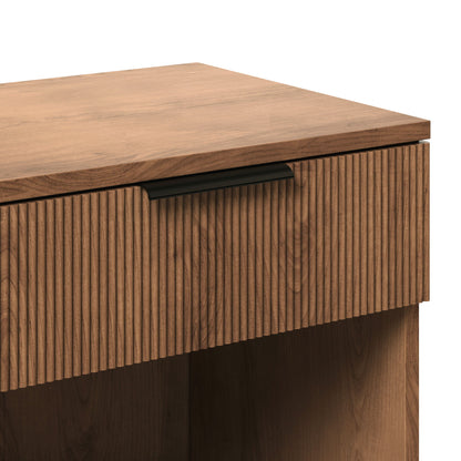 Modern Fluted Drawer Nightstand With Open Cubby Coastal