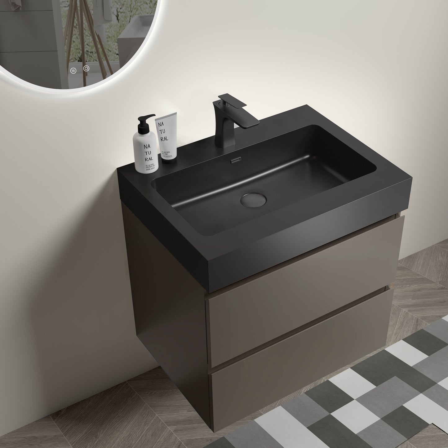 Alice - Bathroom Vanity With Sink, Large Storage Wall Mounted Floating Bathroom Vanity For Modern Bathroom, One-Piece Sink Basin Without Drain And Faucet