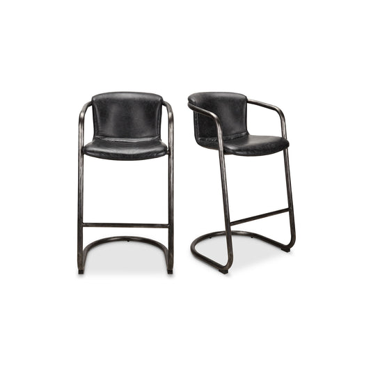 Freeman - Barstool Leather (Set of 2) - Onyx Black