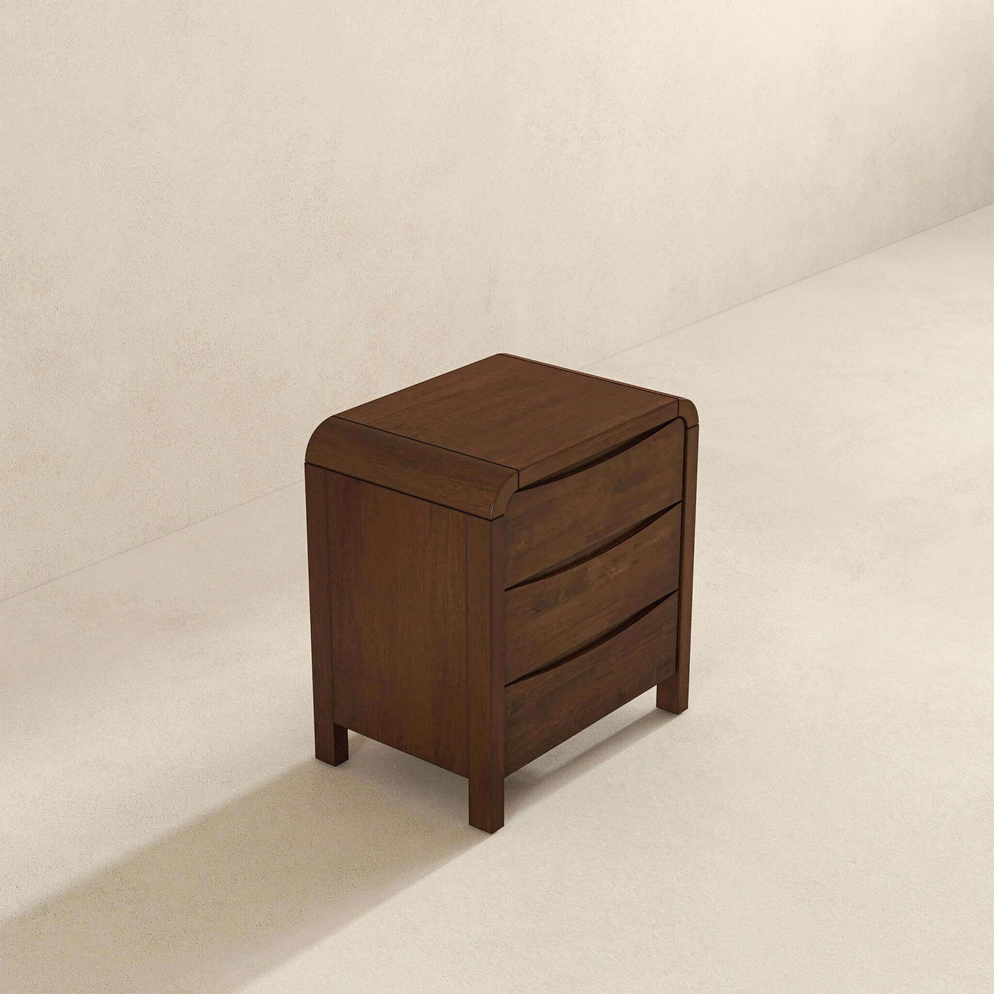 Lionel - Mid-Century Modern Nightstand 3 Drawer Bed Side Table - Brown