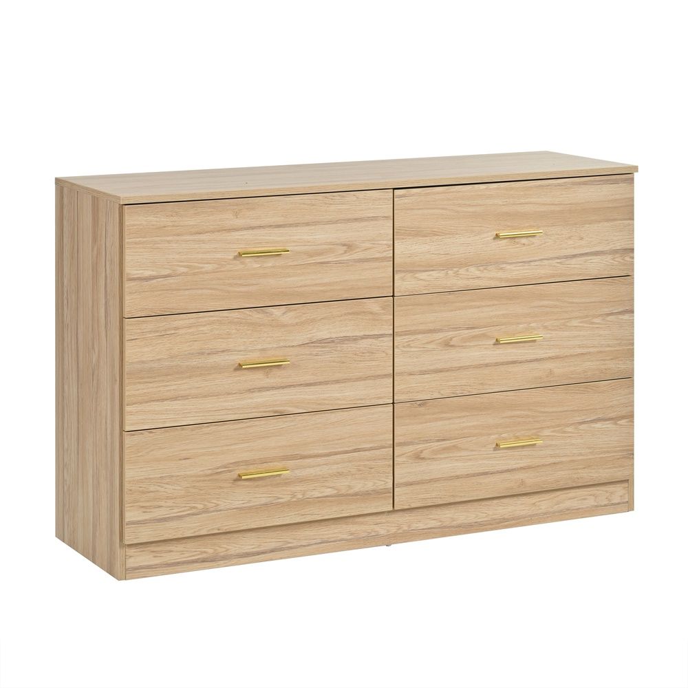 Modern 6 Drawer Dresser For Bedroom, Ample Storage Wide Chest Of Drawers, Sturdy & Safe