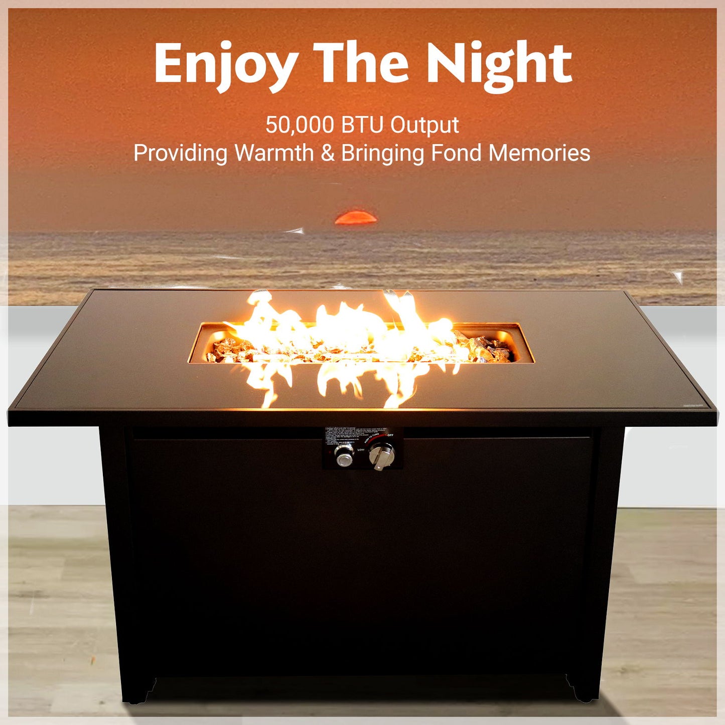 Outdoor Fire Pit Table With Lid High-Quality Materials - Black