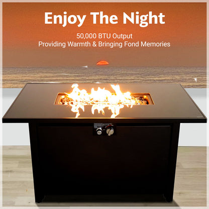 Outdoor Fire Pit Table With Lid High-Quality Materials - Black