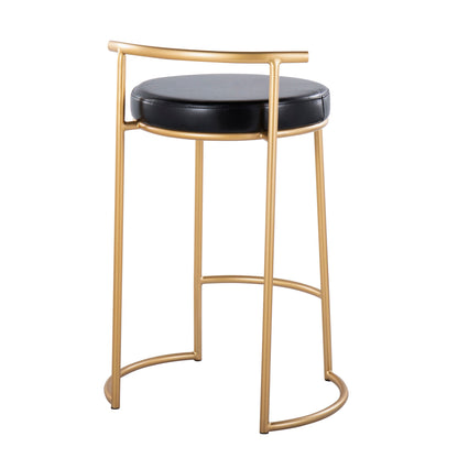 Fuji - Round Contemporary Fixed Height Counter Stool (Set of 2)