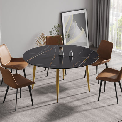 Modern Man-Made Stone Round Dining Table-Position For 6 People